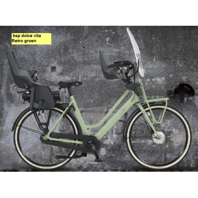 BSP Dolce Vita Elektrische moeder fiets, Retro groen BSP Dolce Vita Elektrische moeder fiets, Retro groen